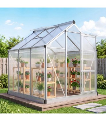 Outsunny 6 x 6ft Polycarbonate Greenhouse - Clear