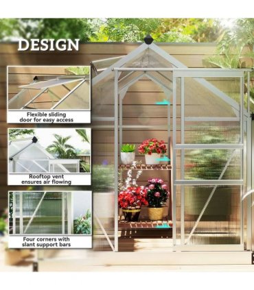 Outsunny 6 x 6ft Polycarbonate Greenhouse - Clear