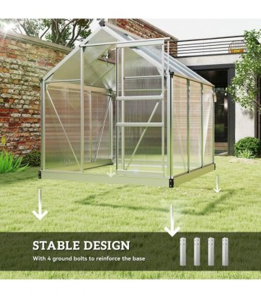 Outsunny 6 x 6ft Polycarbonate Greenhouse - Clear