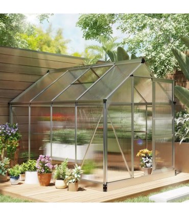 Outsunny 6 x 8ft Walk-In Greenhouse, with Sliding Door - Clear