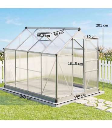 Outsunny 6 x 8ft Walk-In Greenhouse, with Sliding Door - Clear