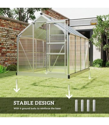 Outsunny 6 x 8ft Walk-In Greenhouse, with Sliding Door - Clear