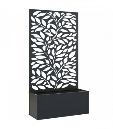 Outsunny Outdoor Metal Planter, with Back Trellis - Black
