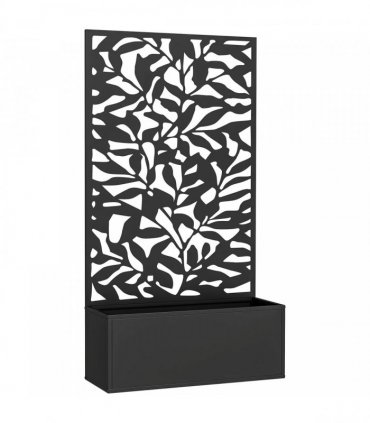 Outsunny Metal Garden Bed with Trellis, Wall Mounted or Freestanding Raised Planter with Privacy Panel, Black