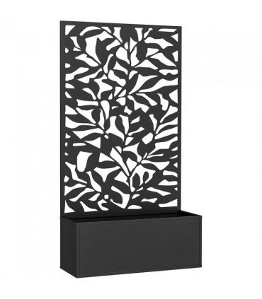 Outsunny Metal Garden Bed with Trellis, Wall Mounted or Freestanding Raised Planter with Privacy Panel, Black