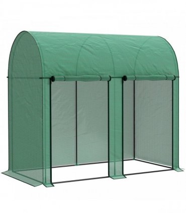 Outsunny 200 x 100cm Walk-In Greenhouse, with Zipped Doors - Green