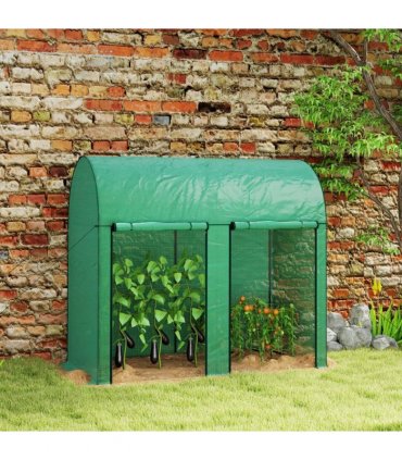 Outsunny 200 x 100cm Walk-In Greenhouse, with Zipped Doors - Green