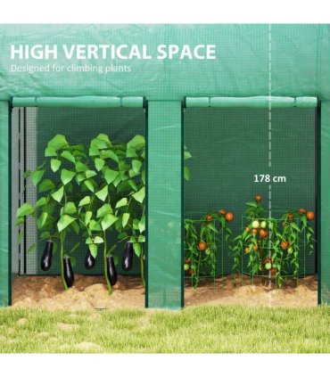 Outsunny 200 x 100cm Walk-In Greenhouse, with Zipped Doors - Green
