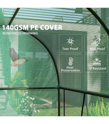 Outsunny 200 x 100cm Walk-In Greenhouse, with Zipped Doors - Green