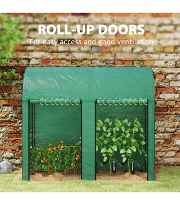 Outsunny 200 x 100cm Walk-In Greenhouse, with Zipped Doors - Green