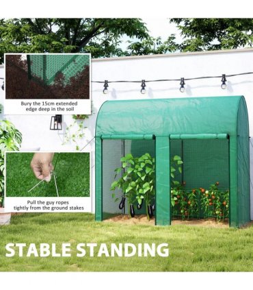 Outsunny 200 x 100cm Walk-In Greenhouse, with Zipped Doors - Green