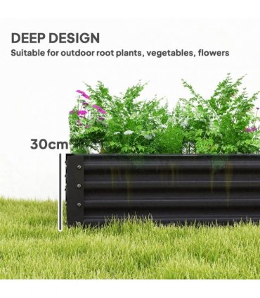 Outsunny 180 x 90cm Galvanised Steel Open Planter - 84H-211V00CG