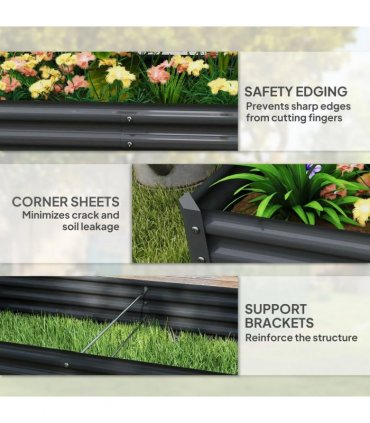 Outsunny 180 x 90cm Galvanised Steel Open Planter - 84H-211V00CG