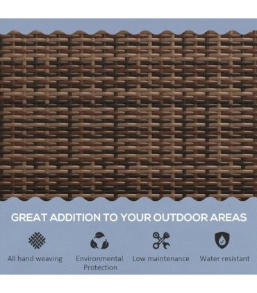 Outsunny All Weather Wicker Garden Loveseat, 2 Seater Poly Rattan Garden Bench, Outdoor Seating Bench Brown