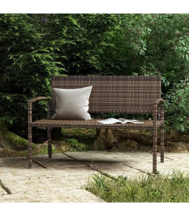 Outsunny All Weather Wicker Garden Loveseat, 2 Seater Poly Rattan Garden Bench, Outdoor Seating Bench Brown