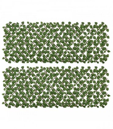 Outsunny Set of 2 Expandable Artificial Trellis Hedges ? Realistic Leaf Privacy Screen, 2 x 1 m