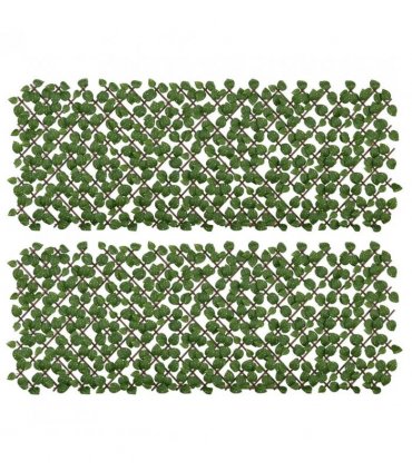 Outsunny Set of 2 Expandable Artificial Trellis Hedges ? Realistic Leaf Privacy Screen, 2 x 1 m