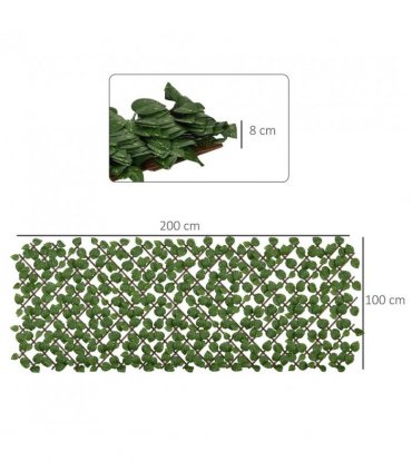 Outsunny Set of 2 Expandable Artificial Trellis Hedges ? Realistic Leaf Privacy Screen, 2 x 1 m