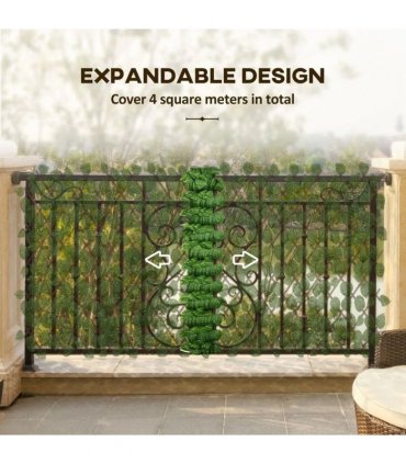 Outsunny Set of 2 Expandable Artificial Trellis Hedges ? Realistic Leaf Privacy Screen, 2 x 1 m
