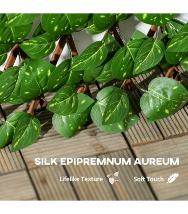 Outsunny Set of 2 Expandable Artificial Trellis Hedges ? Realistic Leaf Privacy Screen, 2 x 1 m