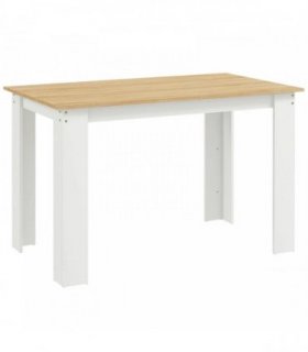 HOMCOM Dining Table for 4-6 People, Kitchen Table with Wood Effect for Dining Room, Oak and White