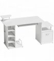 HOMCOM Computer Desk with Drawer Shelves CPU Storage Rack White