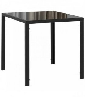 HOMCOM Modern Square Dining Table for 2-4 People, with Glass Top & Metal Legs, Black