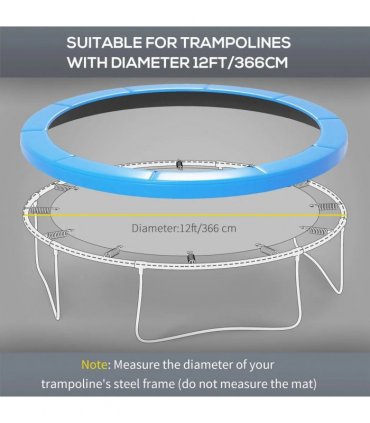HOMCOM 12ft Trampoline Accessories Safety Pad F366cm Replacement Surround Padding Thick Foam Pads Light Blue