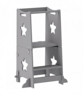 AIYAPLAY 2-in-1 Toddler Step Stool with Safety Rail for Kitchen, Bathroom, Grey
