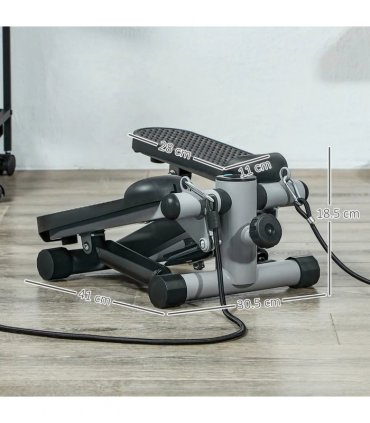 SPORTNOW Mini Stepper, Compact Step Machine Exerciser for Home Workouts, with Resistance Bands, LCD Monitor, Non-Slip Pedals
