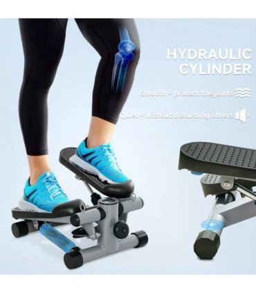 SPORTNOW Mini Stepper, Compact Step Machine Exerciser for Home Workouts, with Resistance Bands, LCD Monitor, Non-Slip Pedals