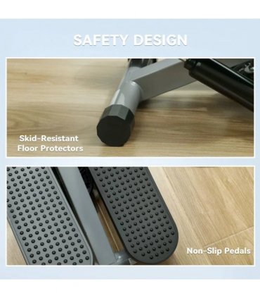 SPORTNOW Mini Stepper, Compact Step Machine Exerciser for Home Workouts, with Resistance Bands, LCD Monitor, Non-Slip Pedals