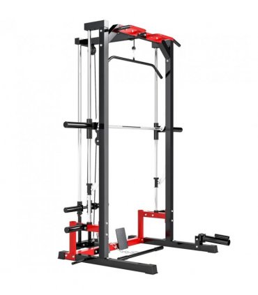 SPORTNOW Cable Crossover Machine, Multi-Function Power Rack with Pull Up Bar, Lat Pull Down System, Squat Rack, Barbell Bar