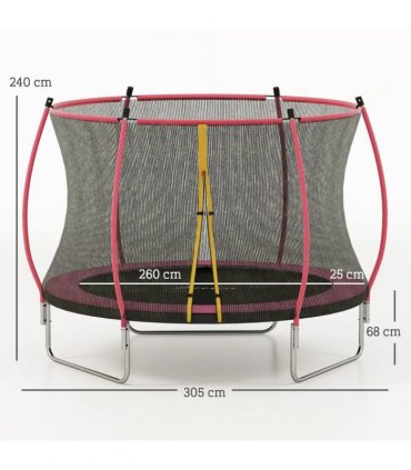 SPORTNOW 10ft Outdoor Trampoline with Enclosure Net, Spring Cover, Pink