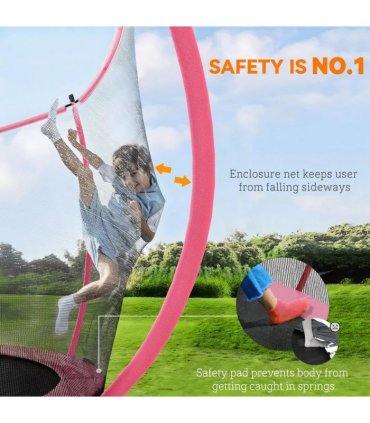 SPORTNOW 10ft Outdoor Trampoline with Enclosure Net, Spring Cover, Pink