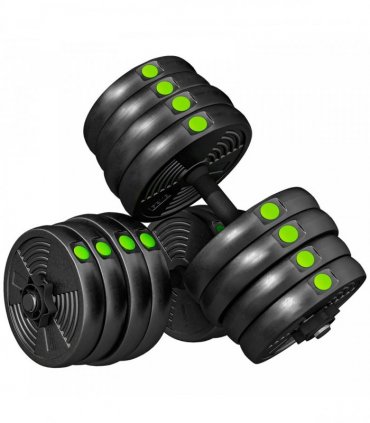 SPORTNOW Adjustable Weight Barbell & Dumbbells Set Free Weights Strength Muscle Exercise Home Gym Training, Black and Green