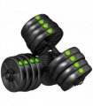 SPORTNOW Adjustable Weight Barbell & Dumbbells Set Free Weights Strength Muscle Exercise Home Gym Training, Black and Green