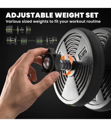 SPORTNOW Adjustable Weight Barbell & Dumbbells Set Free Weights Strength Muscle Exercise Home Gym Training, Black and Green