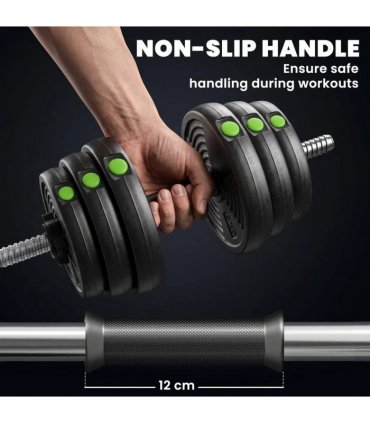 SPORTNOW Adjustable Weight Barbell & Dumbbells Set Free Weights Strength Muscle Exercise Home Gym Training, Black and Green