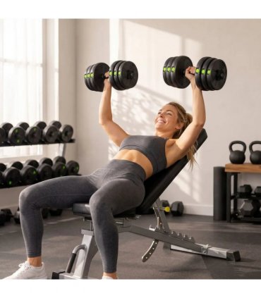 SPORTNOW Adjustable Weight Barbell & Dumbbells Set Free Weights Strength Muscle Exercise Home Gym Training, Black and Green