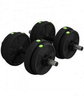 SPORTNOW Adjustable Weight Barbell & Dumbbells Set Free Weights Strength Muscle Exercise Home Gym Training, Black and Green