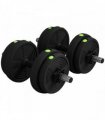 SPORTNOW Adjustable Weight Barbell & Dumbbells Set Free Weights Strength Muscle Exercise Home Gym Training, Black and Green