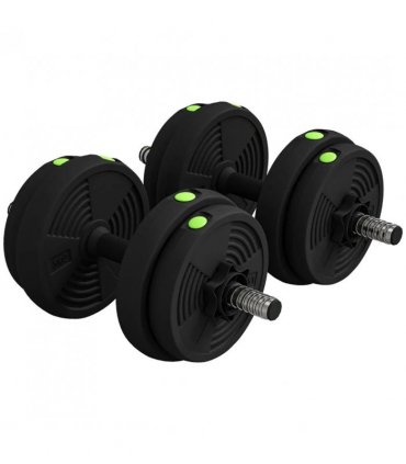 SPORTNOW Adjustable Weight Barbell & Dumbbells Set Free Weights Strength Muscle Exercise Home Gym Training, Black and Green