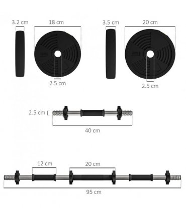 SPORTNOW Adjustable Weight Barbell & Dumbbells Set Free Weights Strength Muscle Exercise Home Gym Training, Black and Green