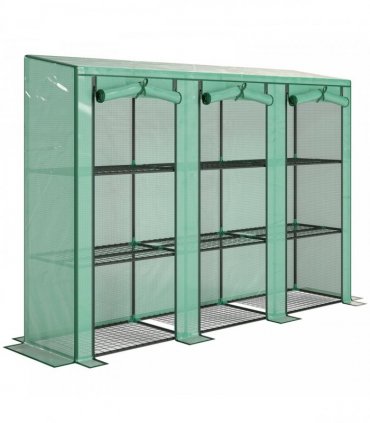 Outsunny 46 x 215 cm Nine-Shelf Greenhouse - Green
