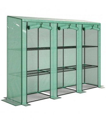 Outsunny 46 x 215 cm Nine-Shelf Greenhouse - Green