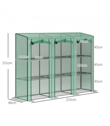 Outsunny 46 x 215 cm Nine-Shelf Greenhouse - Green