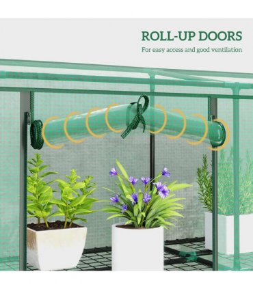 Outsunny 46 x 215 cm Nine-Shelf Greenhouse - Green