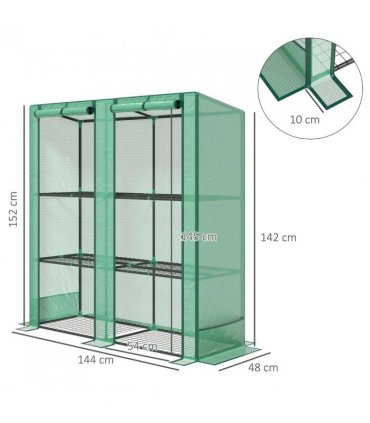 Outsunny Three-Tier Mini Greenhouse - Green