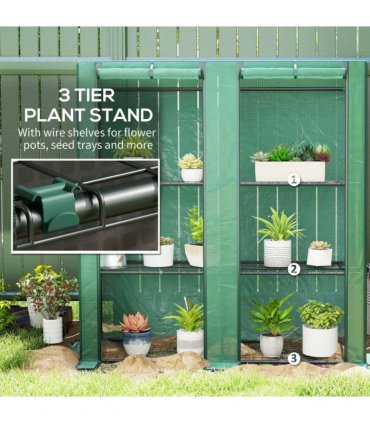 Outsunny Three-Tier Mini Greenhouse - Green